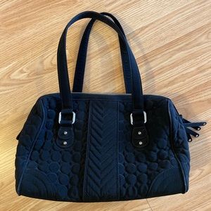 Vera Bradley Black Microfiber Satchel Purse